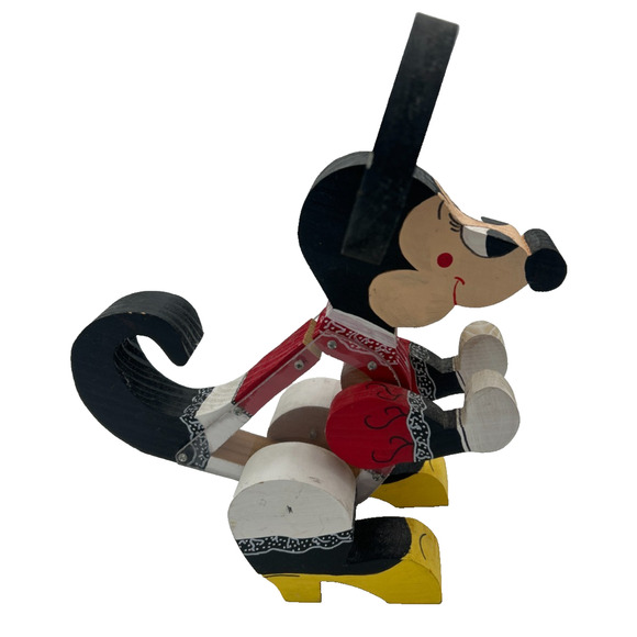 Painted Wood Vintage Mickey Mouse - Etsy Vintage Wooden Mickey Mouse Figurines Set of 2 Hand-Painted Jointed Disney Decor